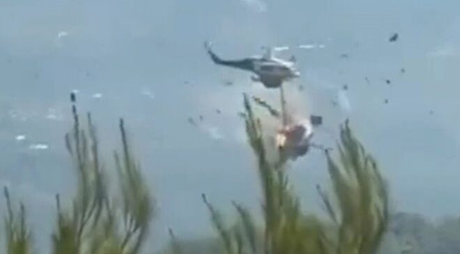 Σύγκρουση δύο πυροσβεστικών ελικοπτέρων στην Ψάθα – Βίντεο από τη σύγκρουση